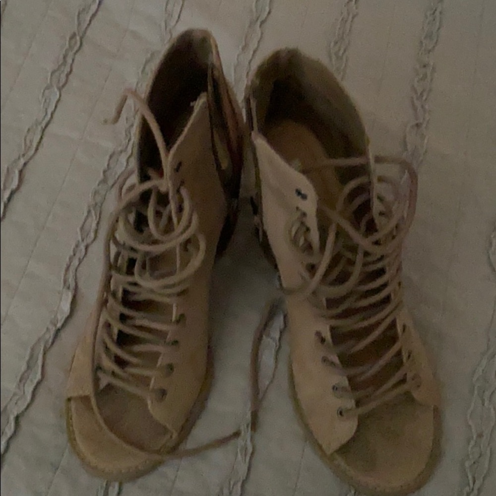 Lace up Open Toe Booties